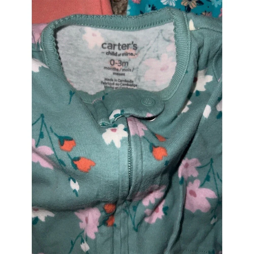 Carter's Baby Girl Sleep & Play Footed Sleeper Bundle 0-3M Floral Lot 5